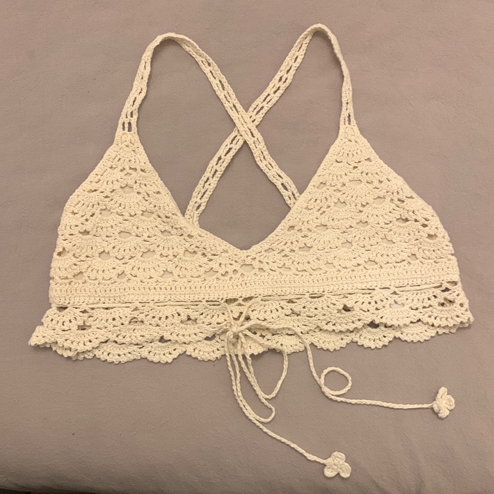 Cream crochet summer top